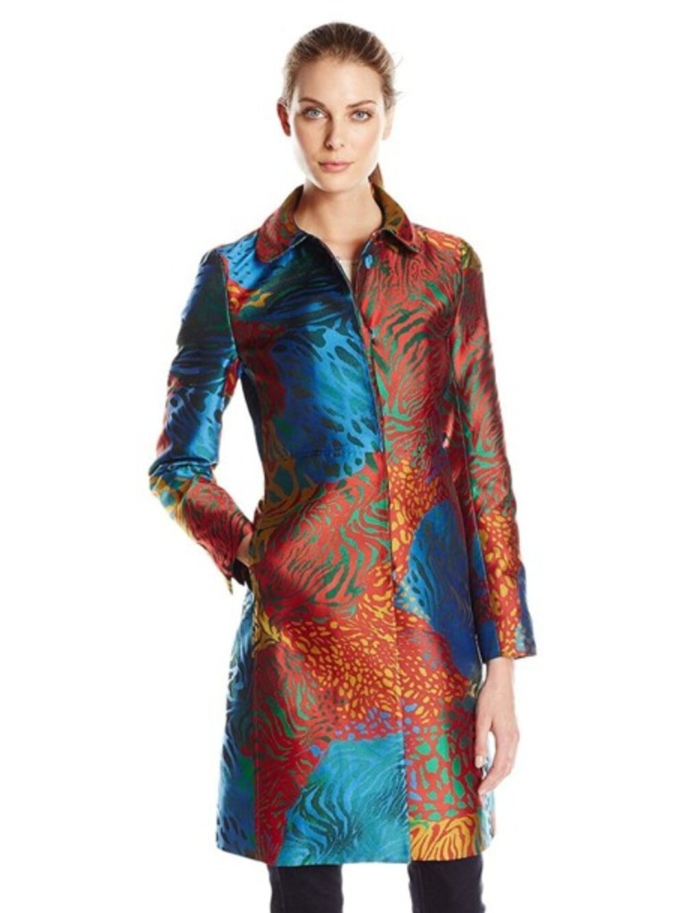 ANNE KLEIN Single Breasted A-Line Topper Jacket Multi-Color Size 6 - Picture 2 of 14